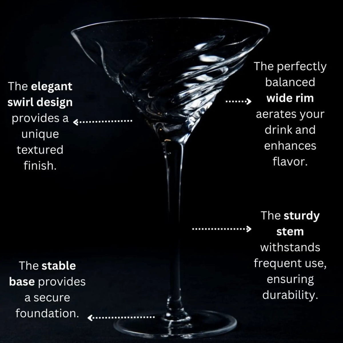 Vortex Crystal Martini Glasses | Spiral Vortex Pattern | Set Of Two