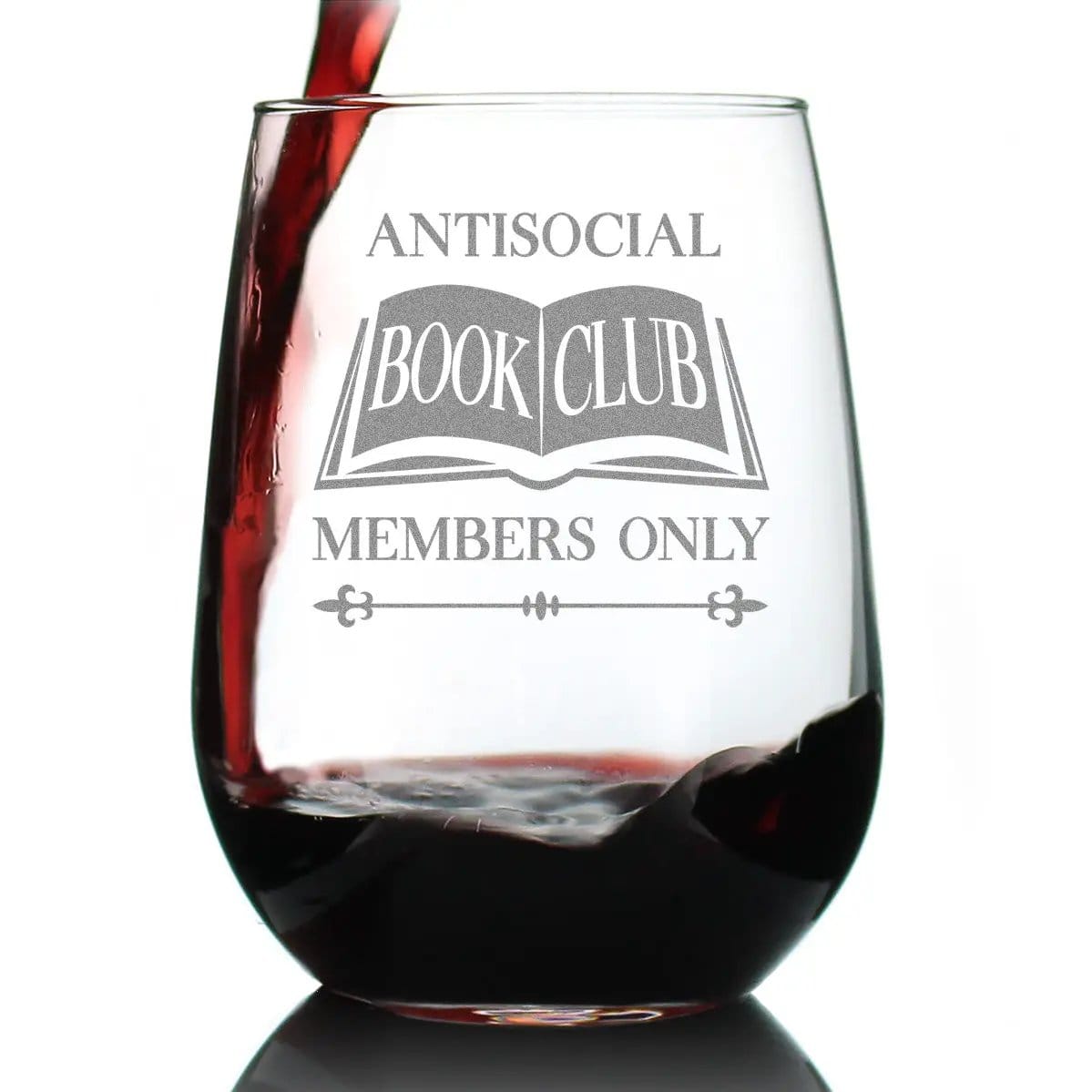 Etched Stemless Wine Glass | 17 oz | Dishwasher Safe | Antisocial Book Club Engraved