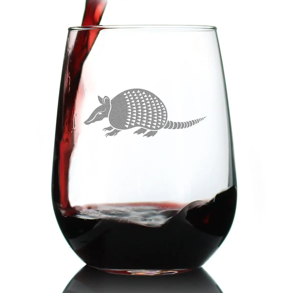 Etched Stemless Wine Glass | 17 oz | Dishwasher Safe | Armadillo Engraved