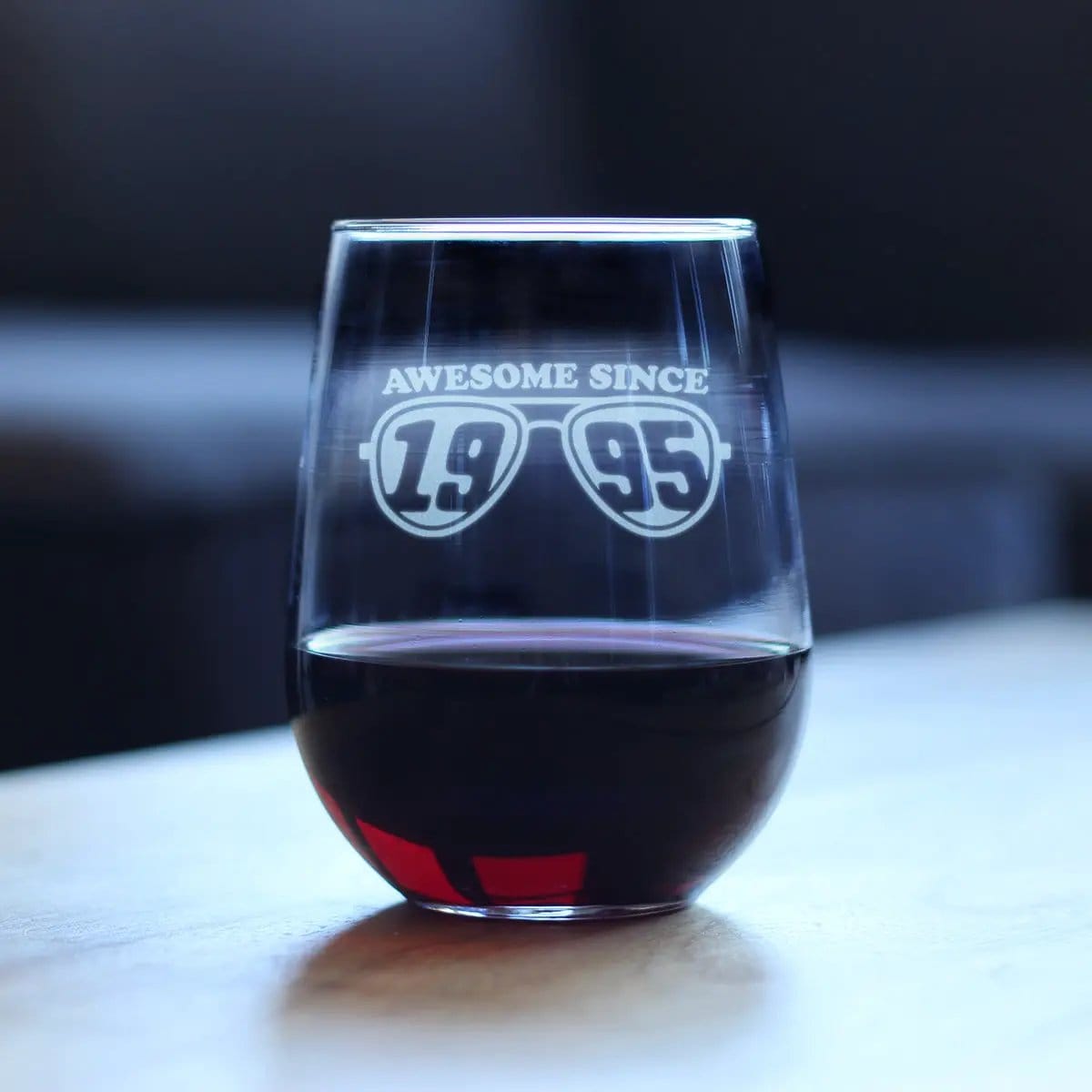 Etched Stemless Wine Glass | 17 oz | Dishwasher Safe | Awesome Since 1995 Engraved