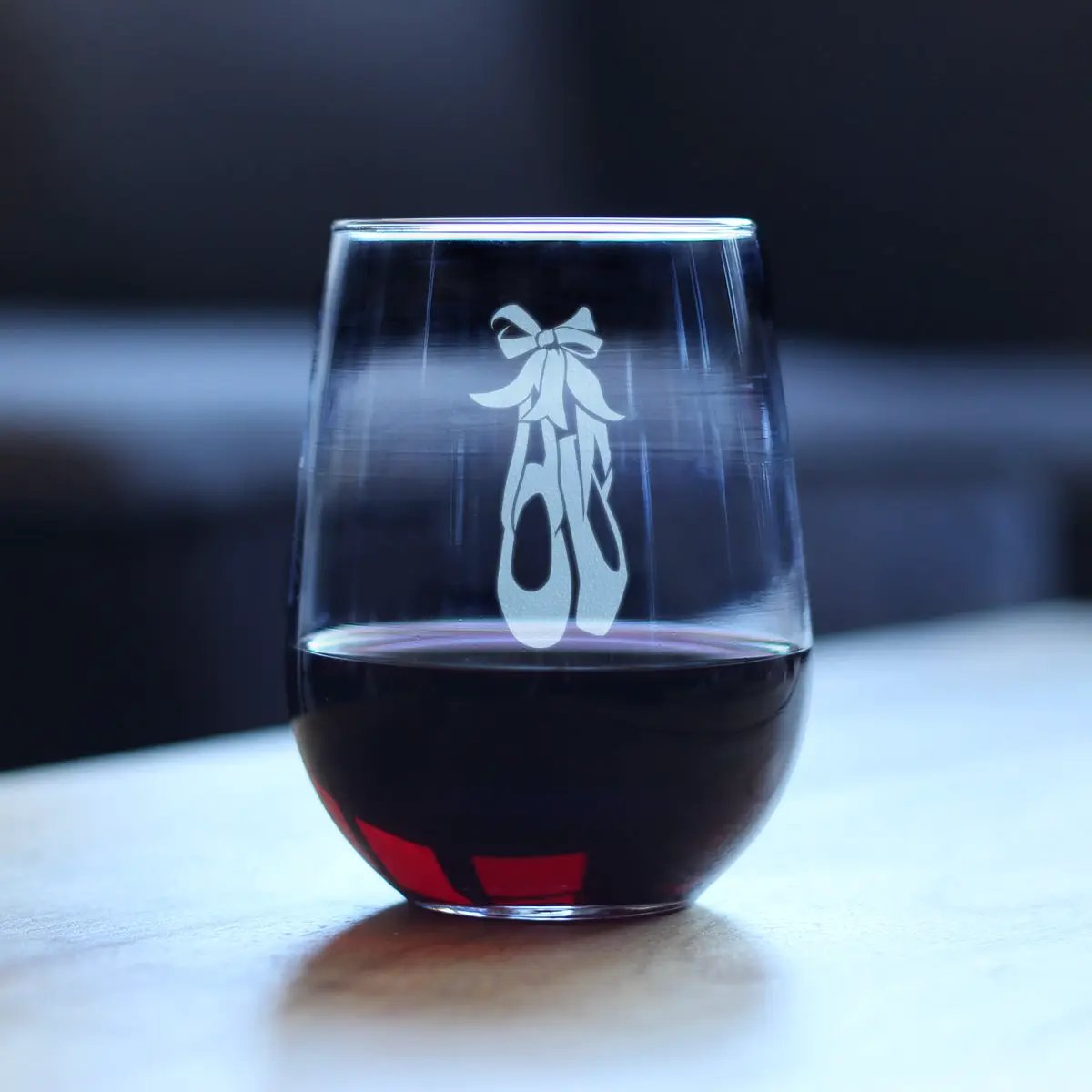 Stemless Wine Glass | 17 Ounce | Hand Etched Ballet Design