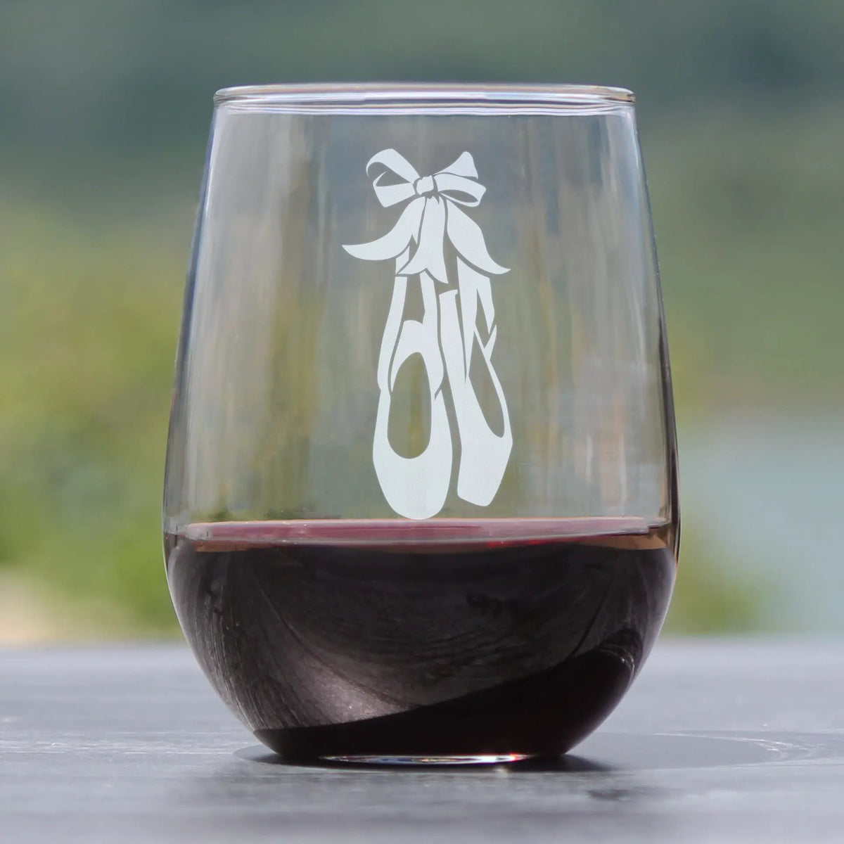 Stemless Wine Glass | 17 Ounce | Hand Etched Ballet Design