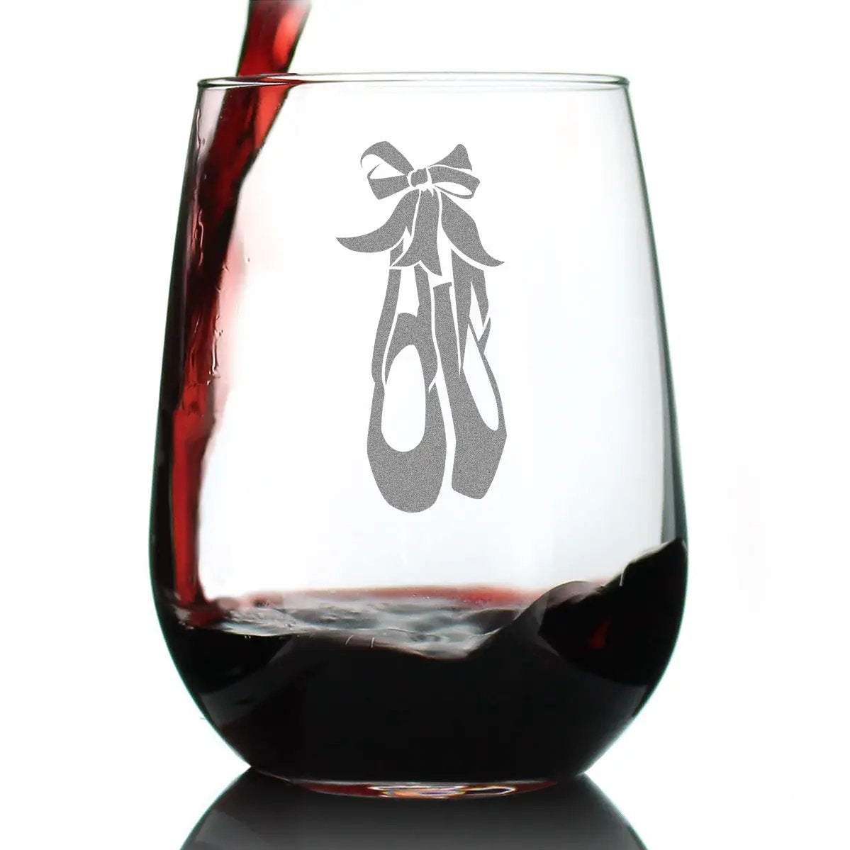 Stemless Wine Glass | 17 Ounce | Hand Etched Ballet Design