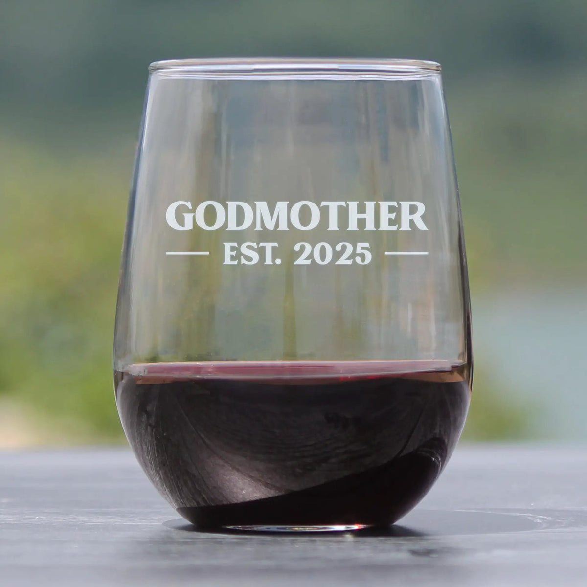 Stemless Wine Glass | Hand Etched Godmother Message | 17 Ounce