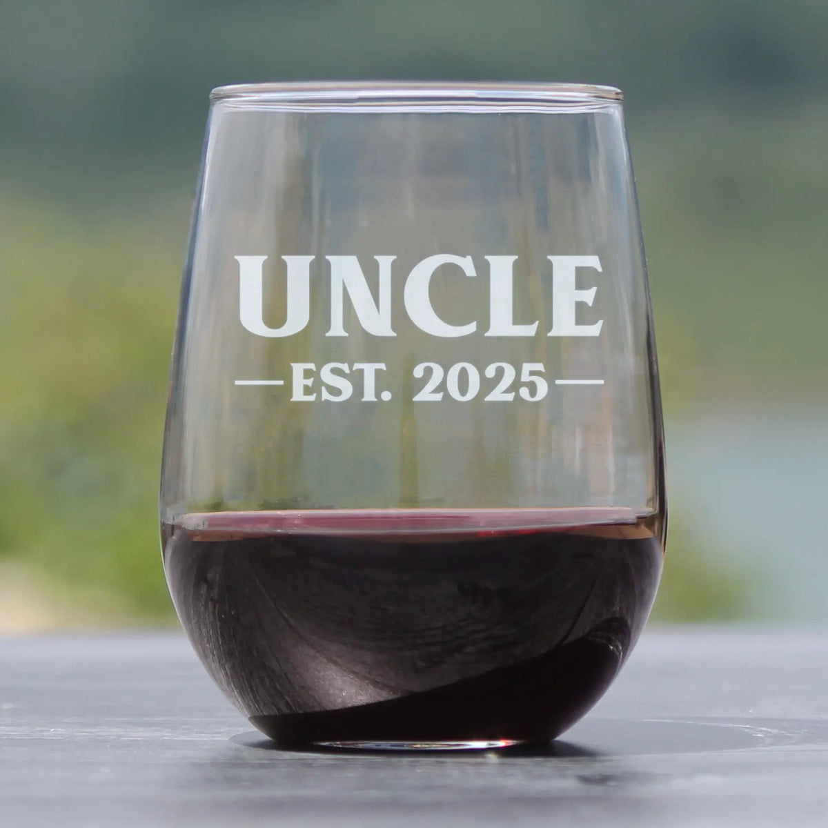 Stemless Wine Glass | 17 Oz Capacity | Hand Etched Design | Uncles Est 2025
