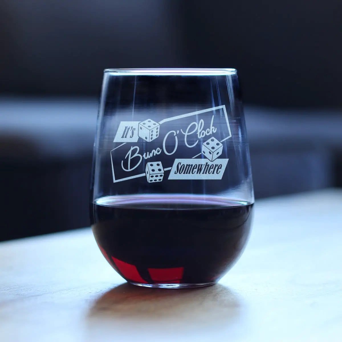 Etched Stemless Wine Glass | 17 oz | Dishwasher Safe | BuncO 'Clock Somewhere