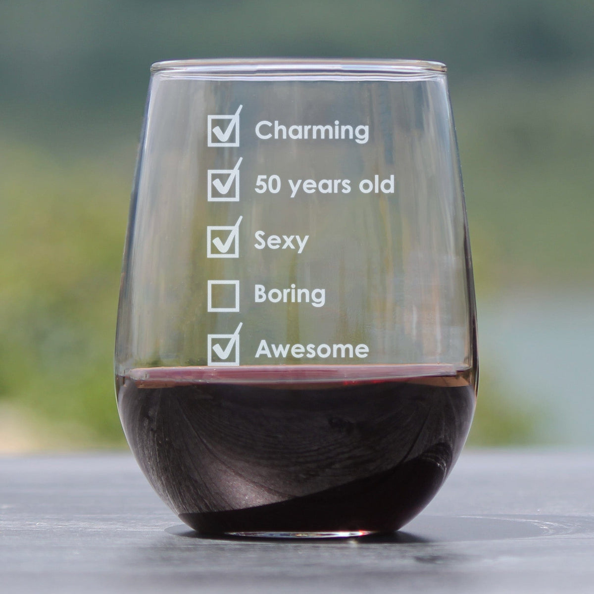 Etched Beer Can Pint Glass | 17 oz | Dishwasher Safe | 50th Birthday Checklist (Style 2)