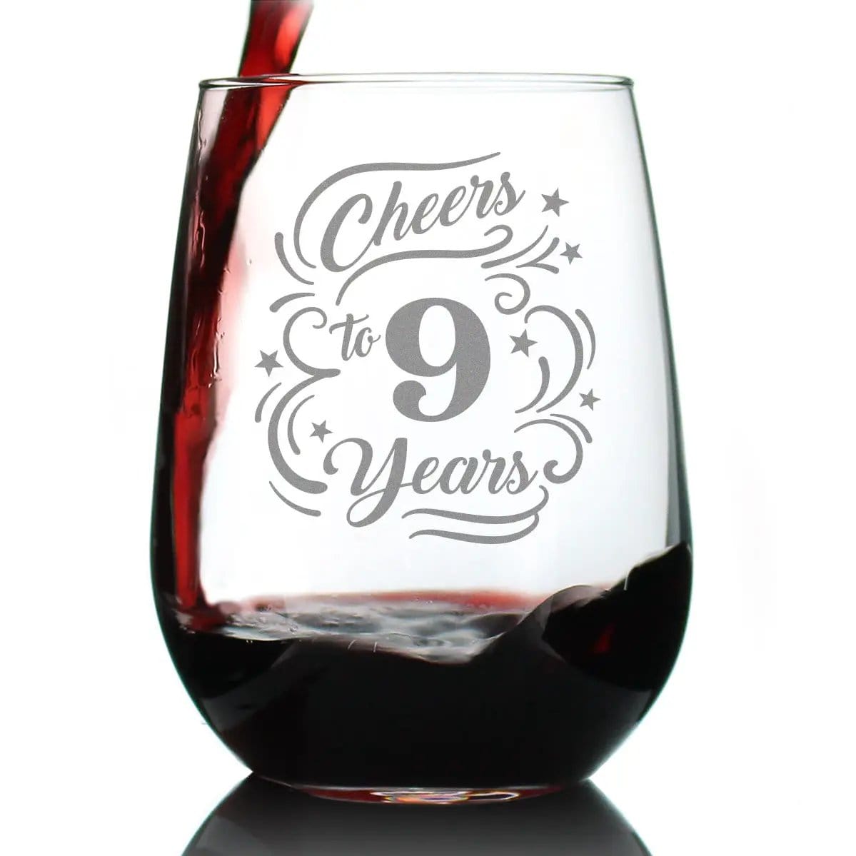 Etched Stemless Wine Glass | 11 oz | Dishwasher Safe | Cheers to Years - Anniversary Party Cups & Decor