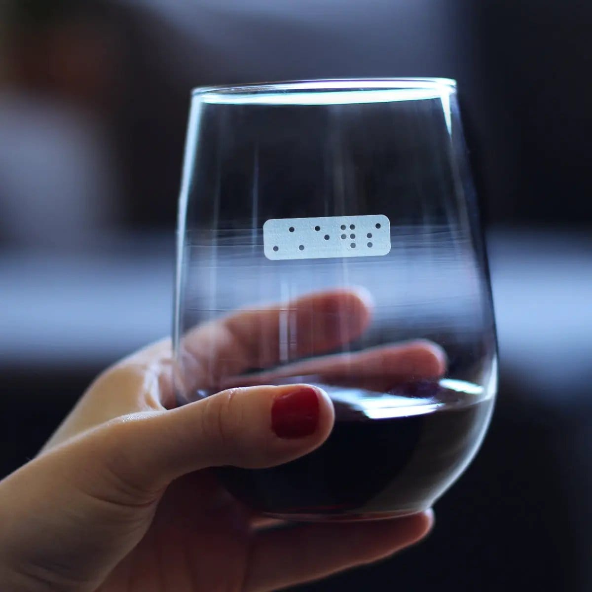Etched Stemless Wine Glass | 17 oz | Dishwasher Safe | Braille Cheers
