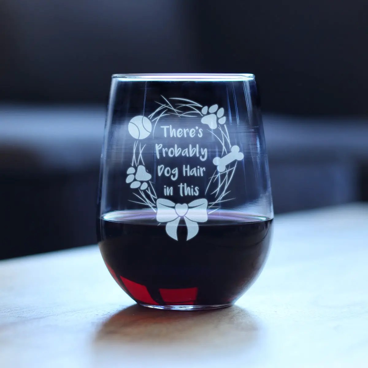 Stemless Wine Glass | 17 Oz Etched Design | Funny Dog Quote | Large
