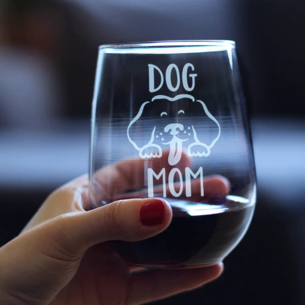 Stemless Wine Glass | 17 Ounce | Hand Etched Design | Dishwashable