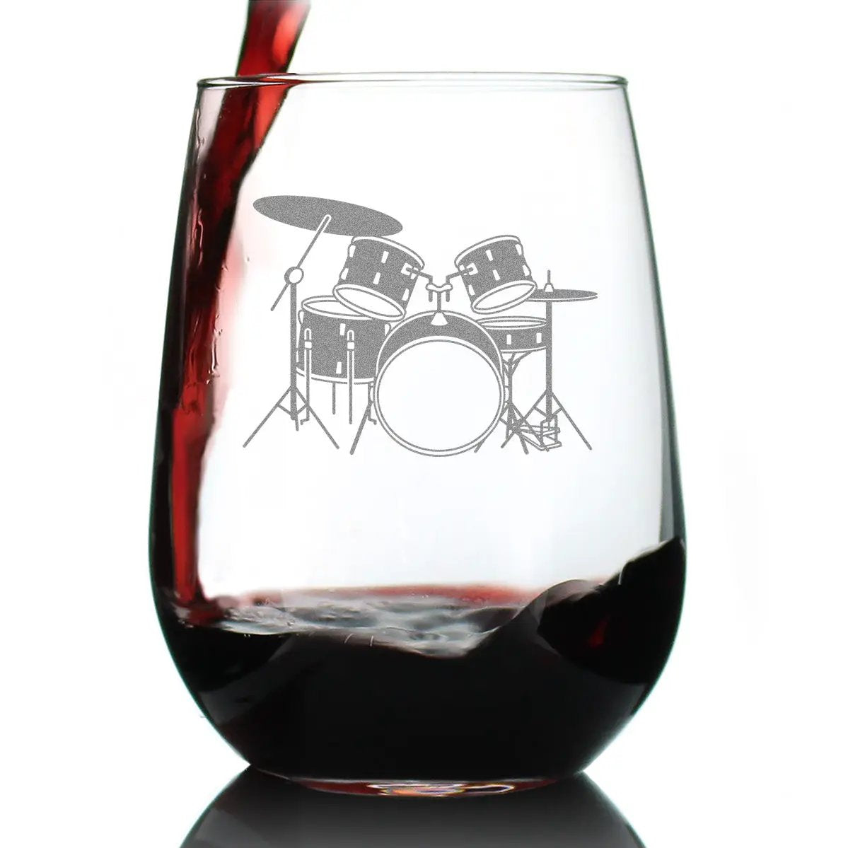 Stemless Wine Glass | 17 Oz | Permanent Drum Etching