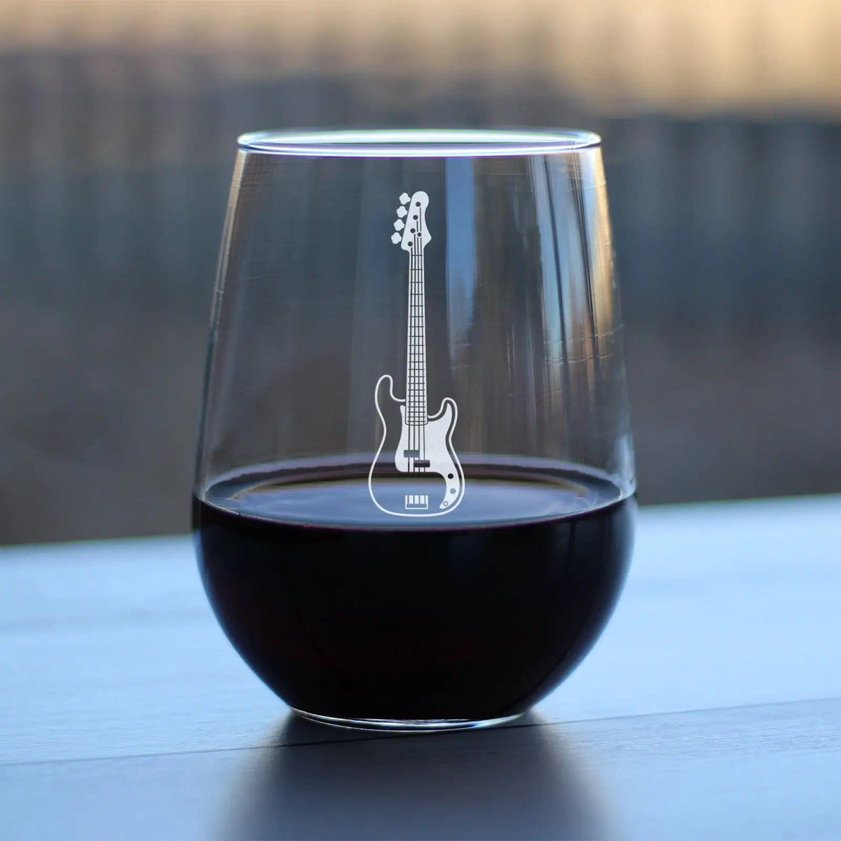 Etched Stemless Wine Glass | 17 oz | Dishwasher Safe | Electric Bass