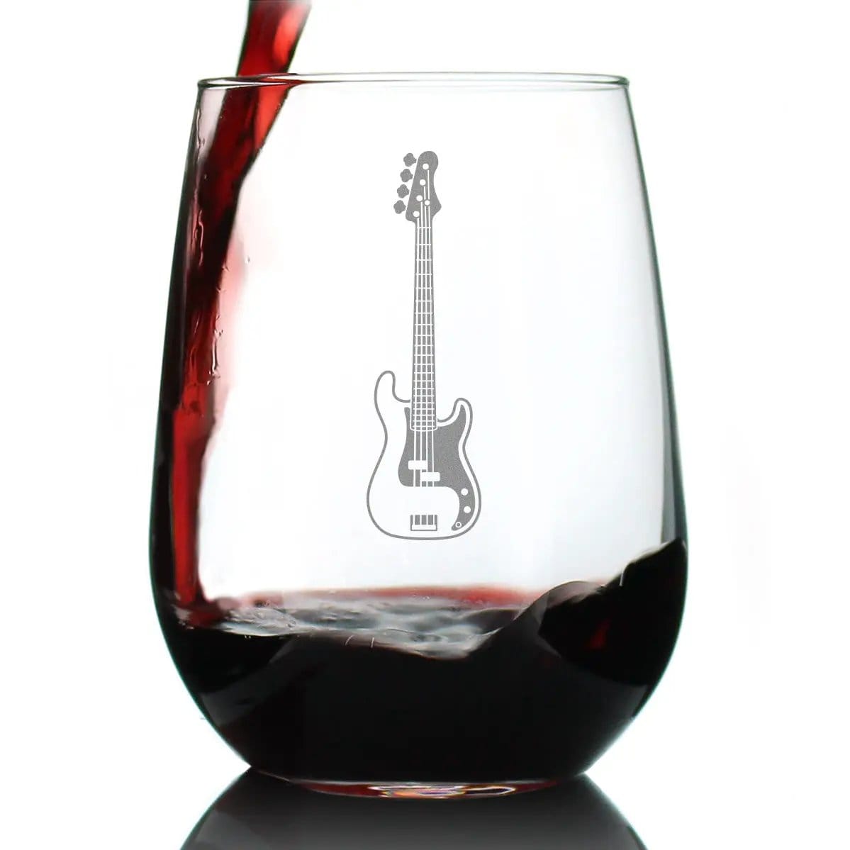 Etched Stemless Wine Glass | 17 oz | Dishwasher Safe | Electric Bass