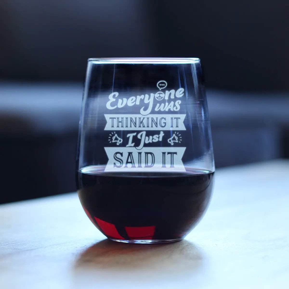 Stemless Wine Glass | 17 Oz Hand Etched | Sarcastic Quote | Standard Size