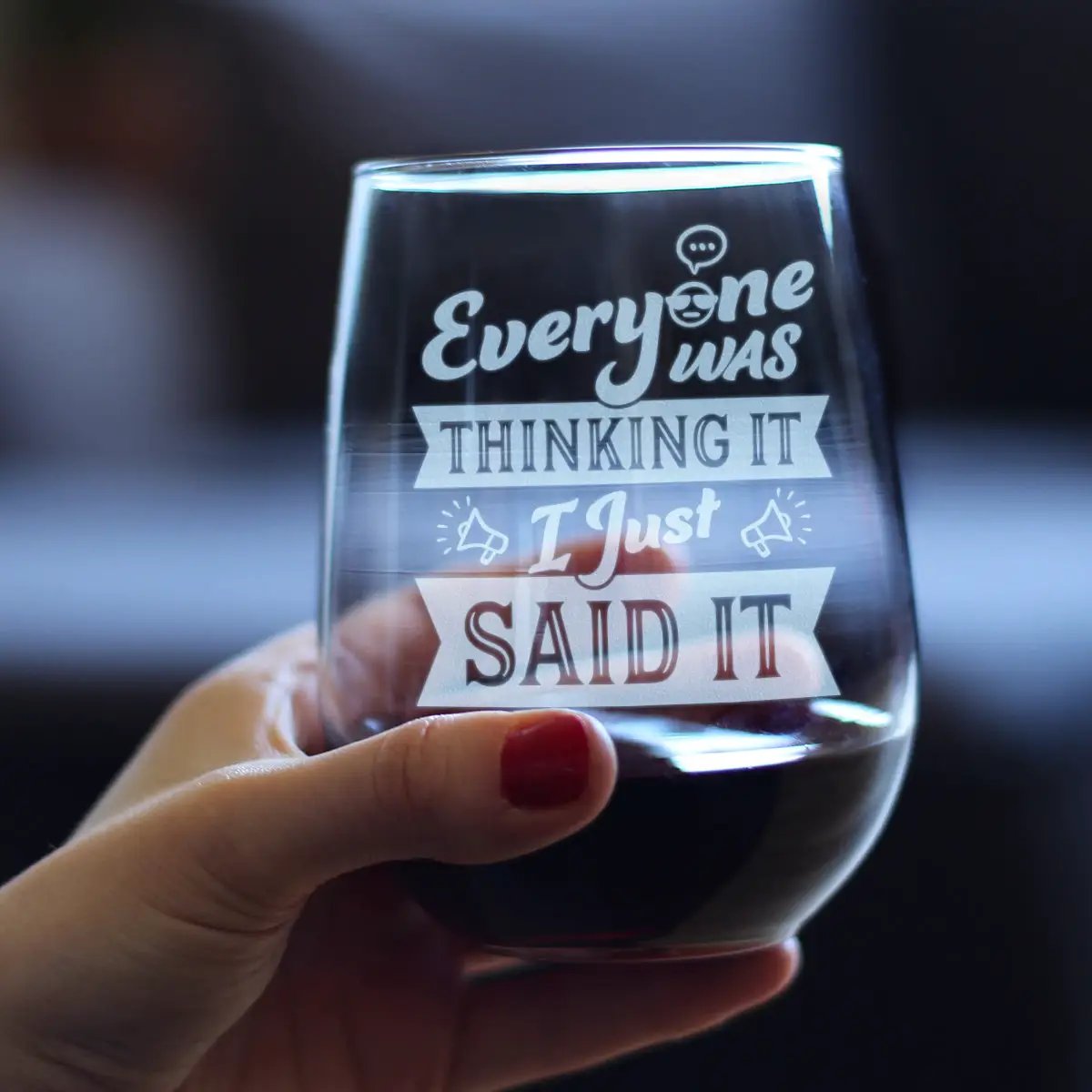 Stemless Wine Glass | 17 Oz Hand Etched | Sarcastic Quote | Standard Size
