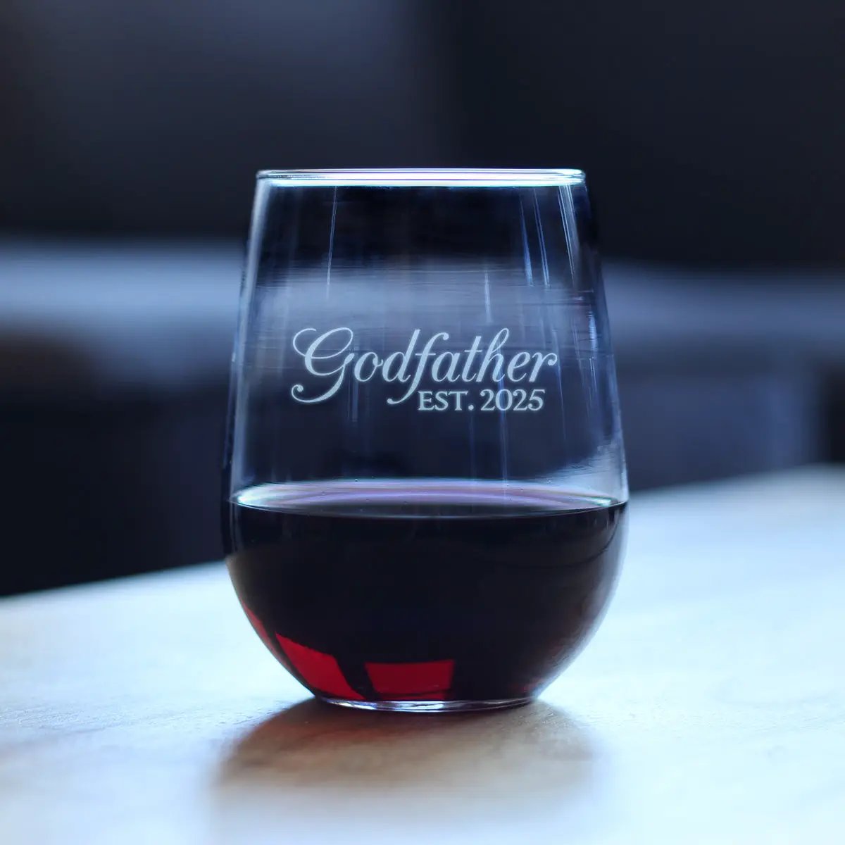 Stemless Wine Glass | Hand Etched Design | 17 Oz Capacity
