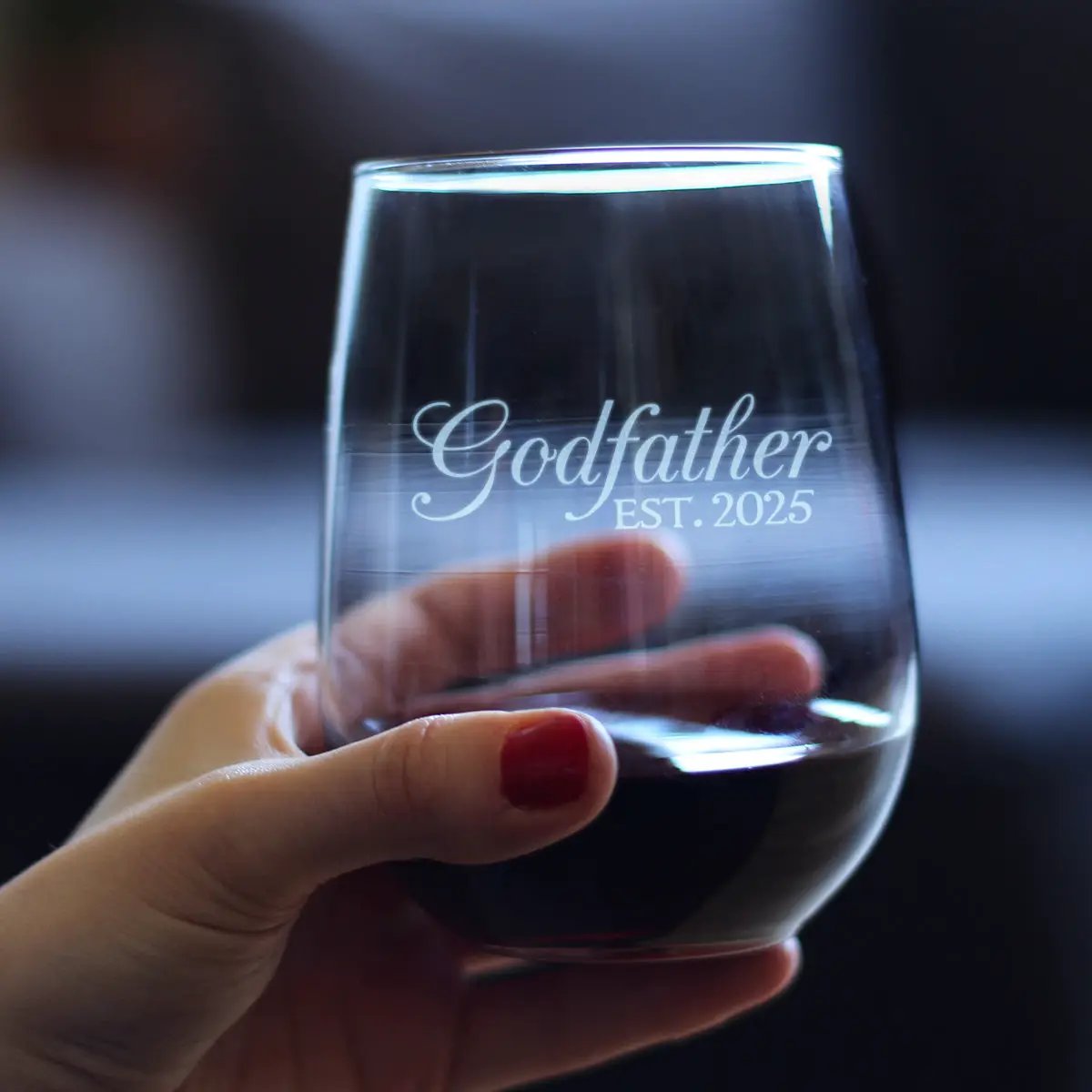 Stemless Wine Glass | Hand Etched Design | 17 Oz Capacity