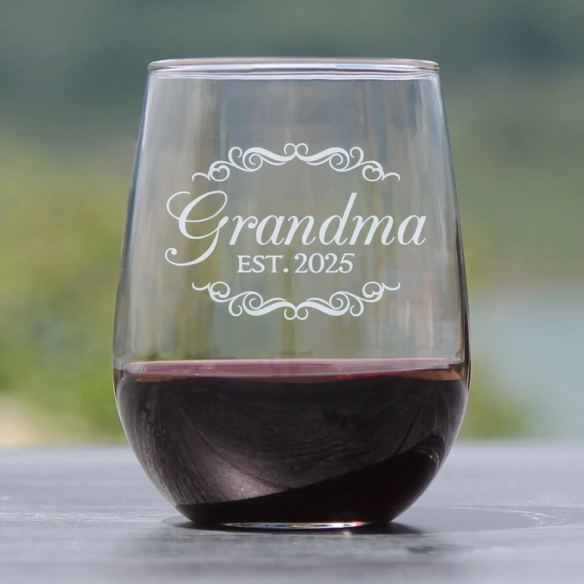 Stemless Wine Glass | 17 Ounce | Etched Grandmother | Large