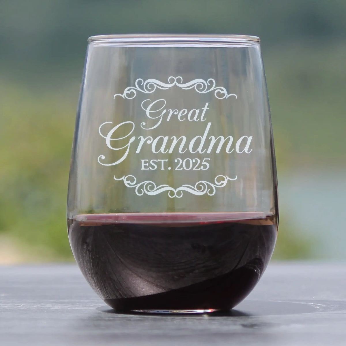 Stemless Wine Glass | 17 Oz | Etched Great Grandma Design