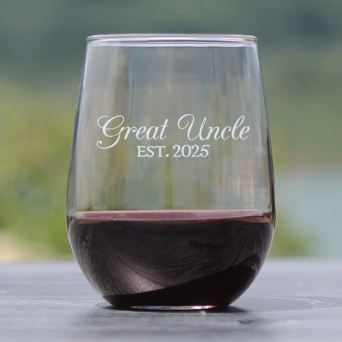 Stemless Wine Glass | 17 Oz Capacity | Hand Etched Text | Great Uncle 2025