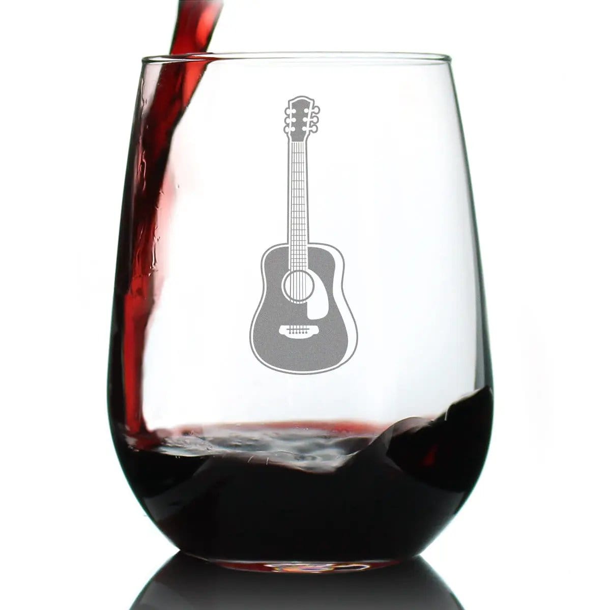 Etched Stemless Wine Glass | 17 oz | Dishwasher Safe | Acoustic Guitar