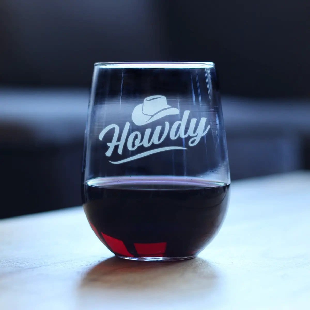 Etched Stemless Wine Glass | 17 oz | Dishwasher Safe | Howdy Engraved