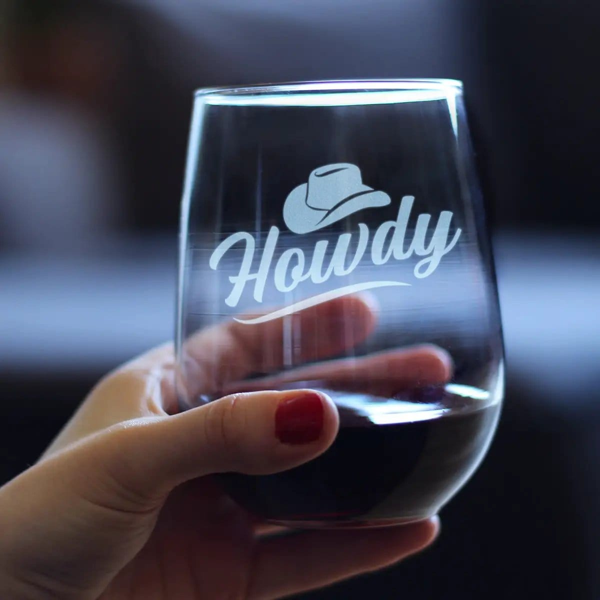 Etched Stemless Wine Glass | 17 oz | Dishwasher Safe | Howdy Engraved