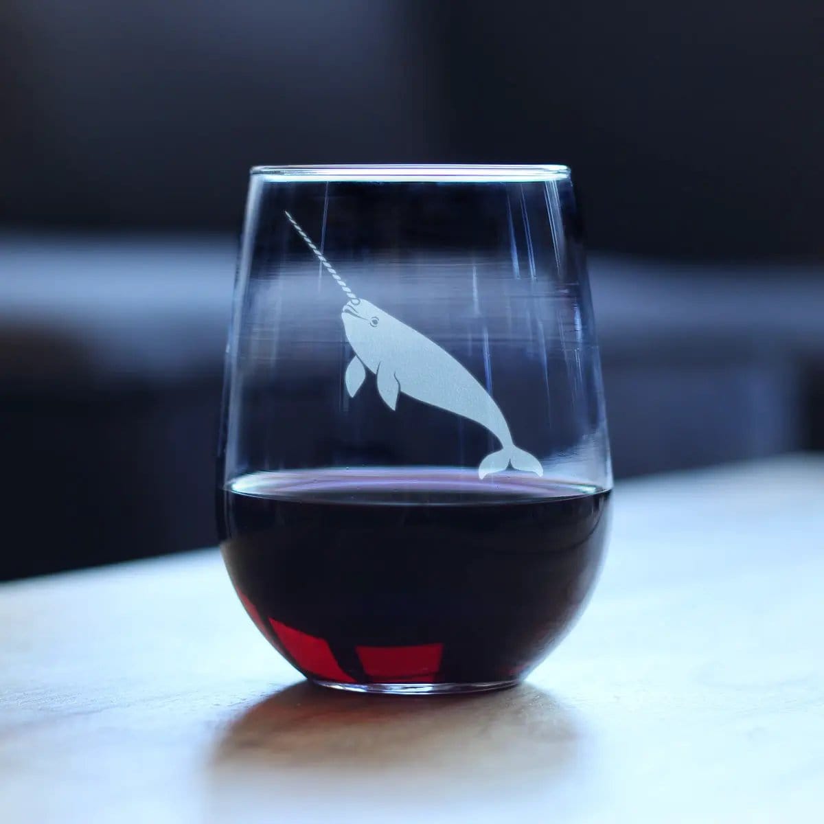 Etched Stemless Wine Glass | 17 oz | Dishwasher Safe | Narwhal Engraved