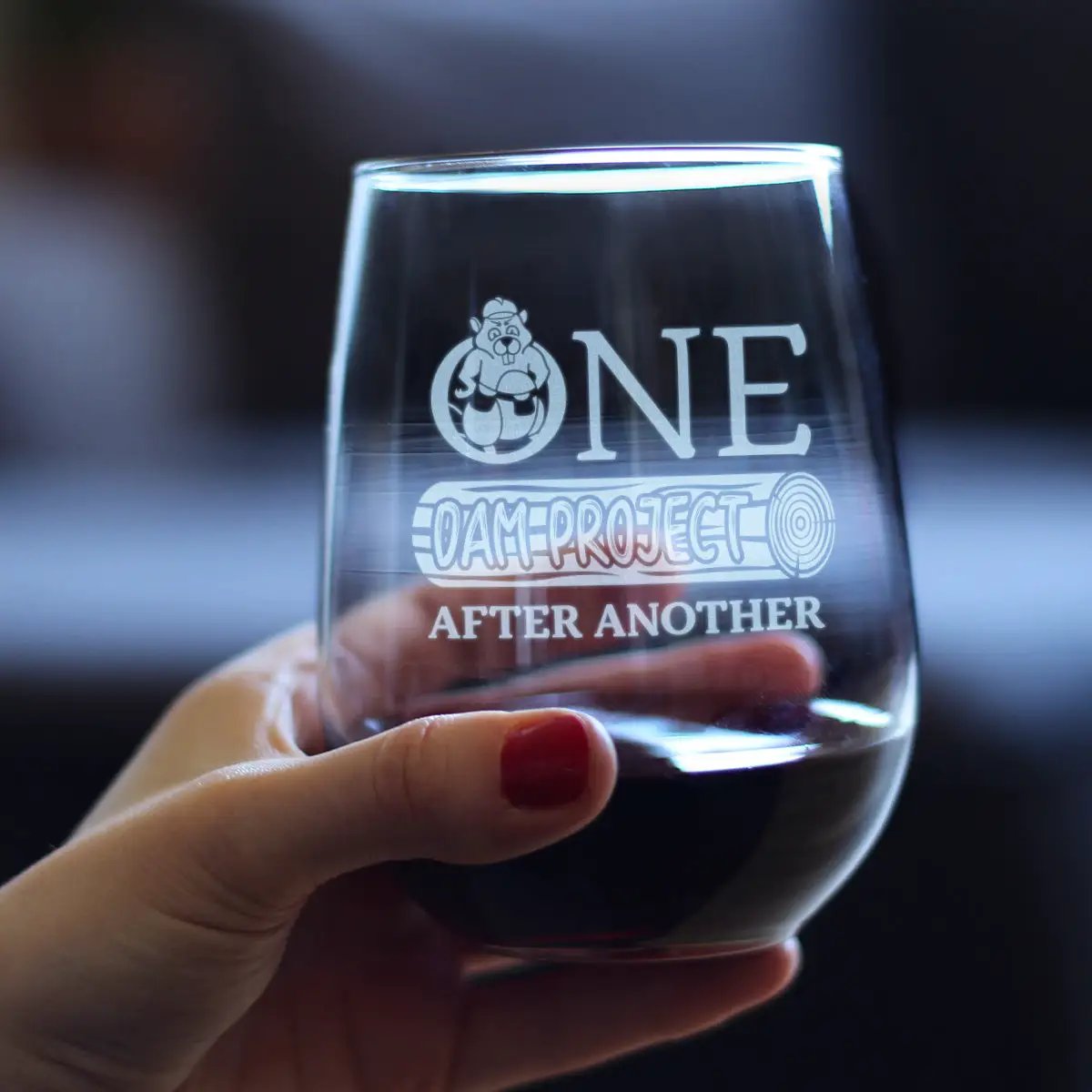 Stemless Wine Glass | 17 Ounce Capacity | Hand Etched Construction Design