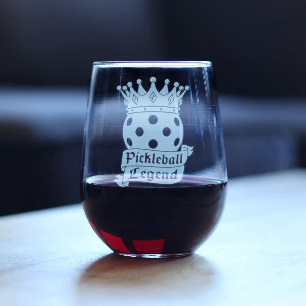 Etched Stemless Wine Glass | 17 oz | Dishwasher Safe | Pickleball Legend Engraved