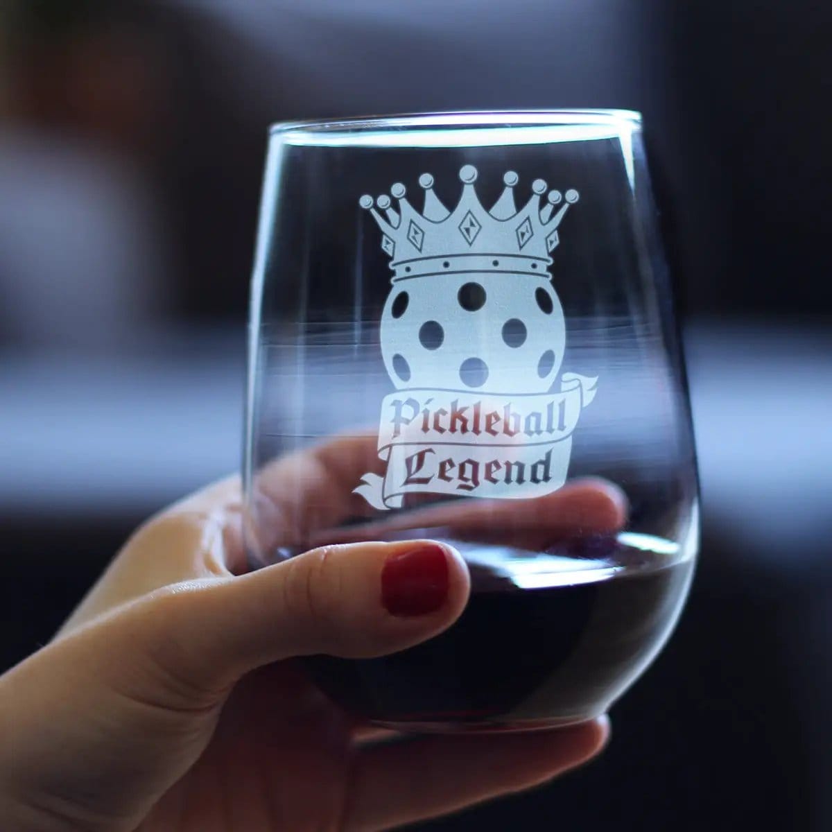 Etched Stemless Wine Glass | 17 oz | Dishwasher Safe | Pickleball Legend Engraved
