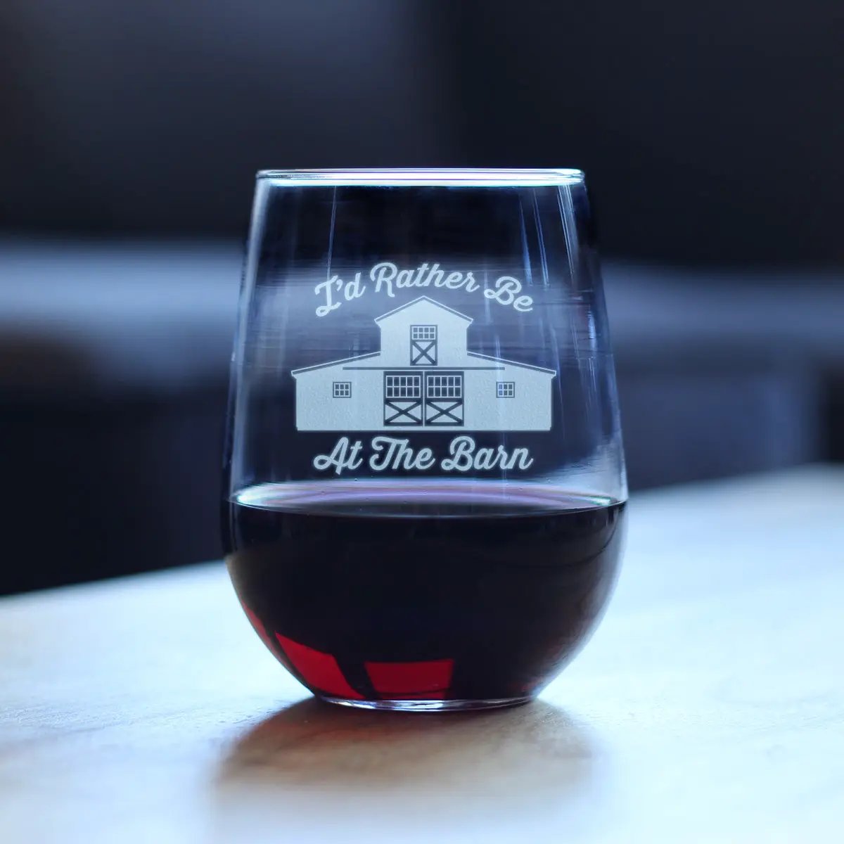 Stemless Wine Glass | Etched Farmhouse Design | 17 Oz Capacity