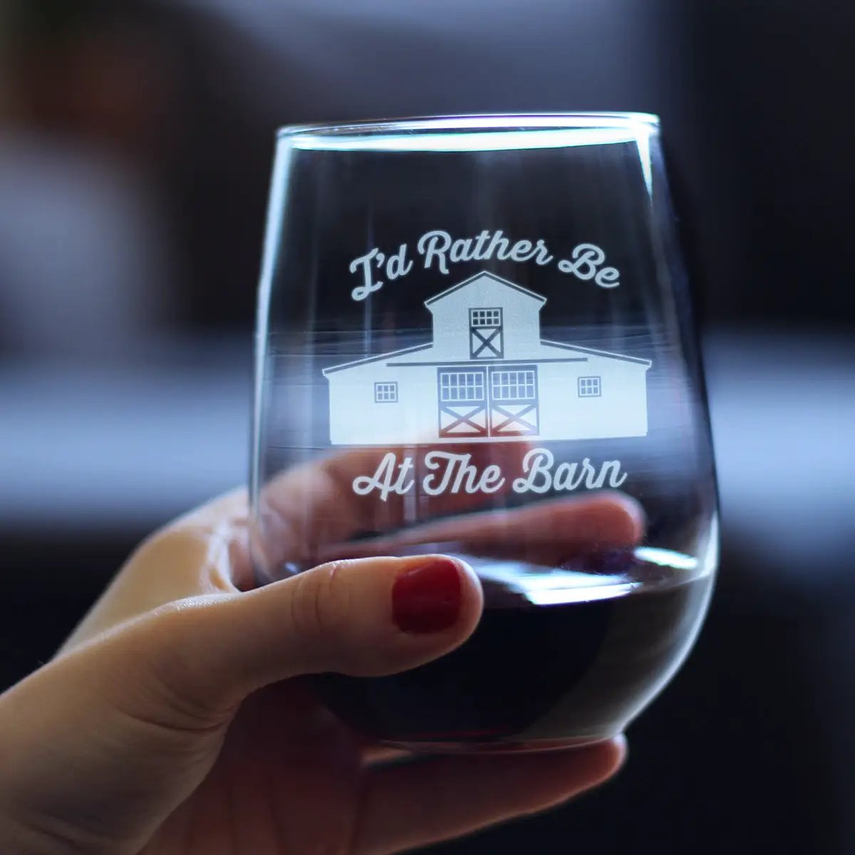 Stemless Wine Glass | Etched Farmhouse Design | 17 Oz Capacity