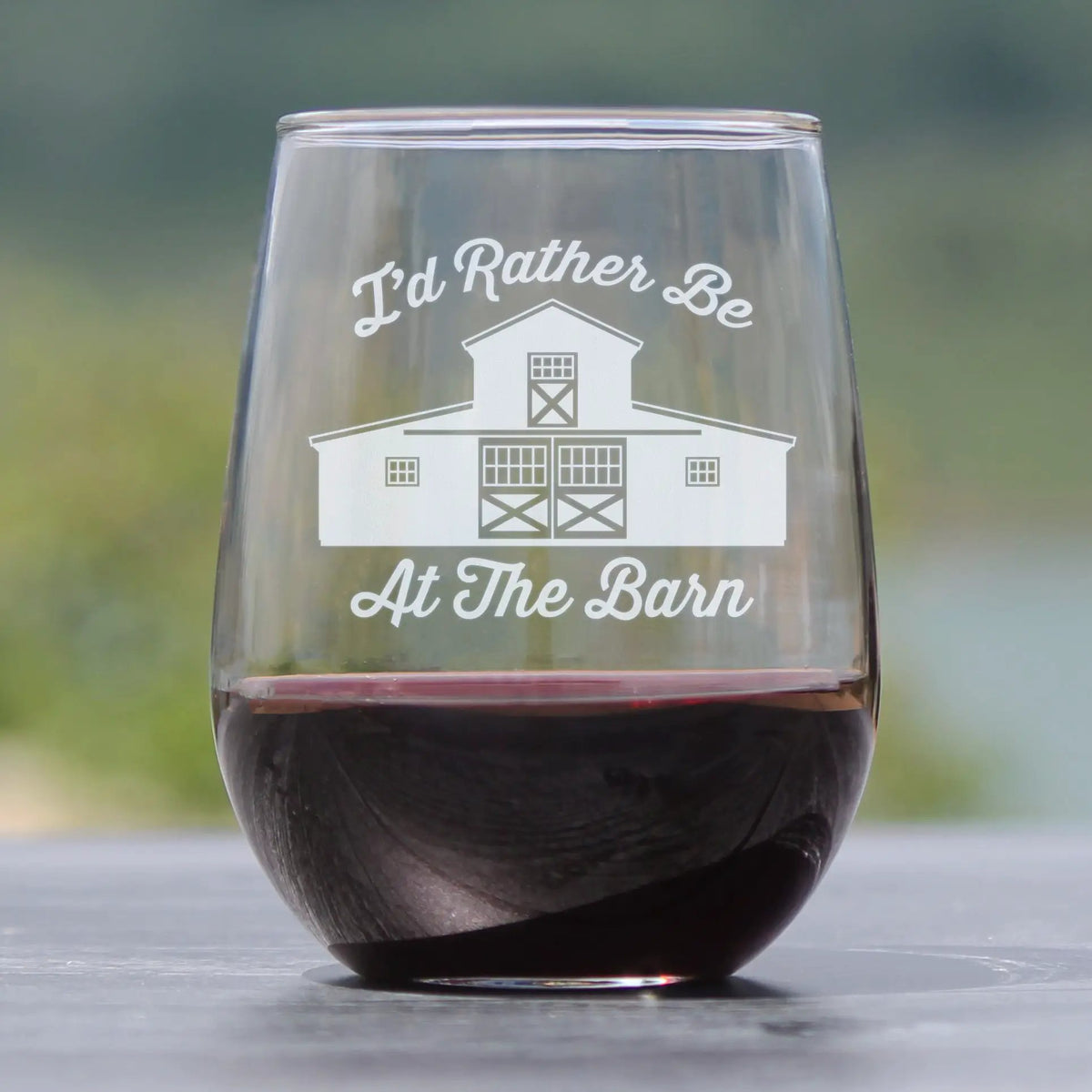 Stemless Wine Glass | Etched Farmhouse Design | 17 Oz Capacity
