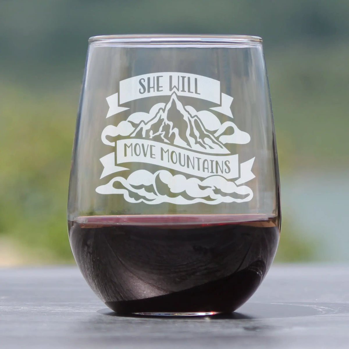 Stemless Wine Glass | Hand Etched Design | 17 Ounce