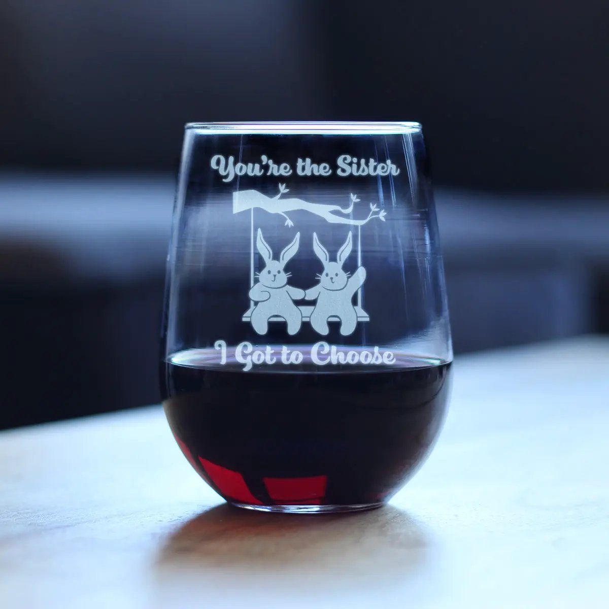 Stemless Wine Glass | 17 Oz Capacity | Hand Etched Design | Large