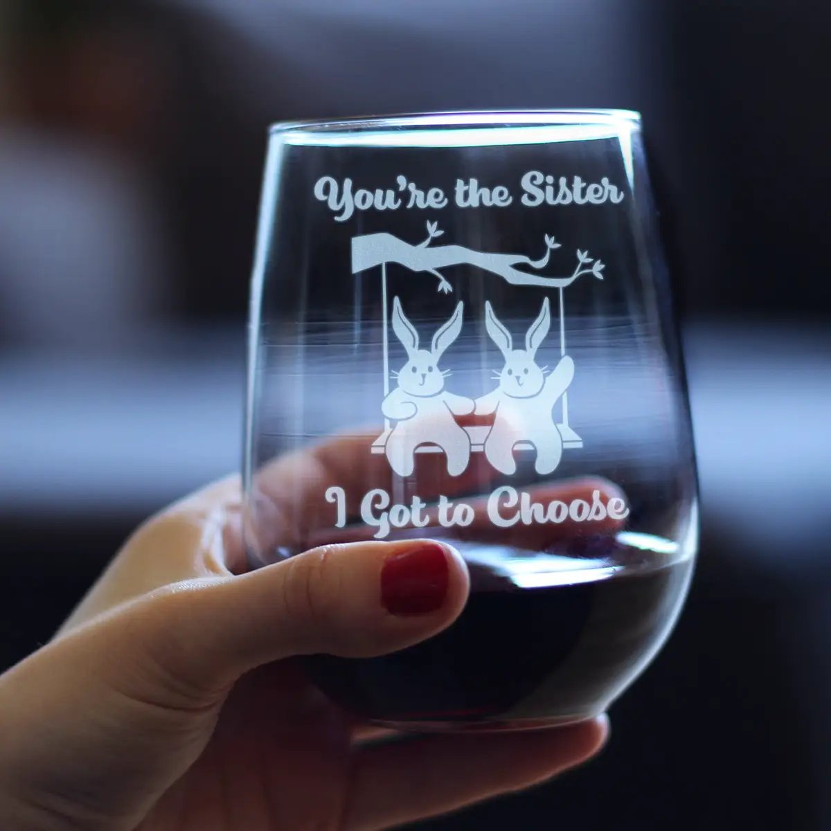 Stemless Wine Glass | 17 Oz Capacity | Hand Etched Design | Large
