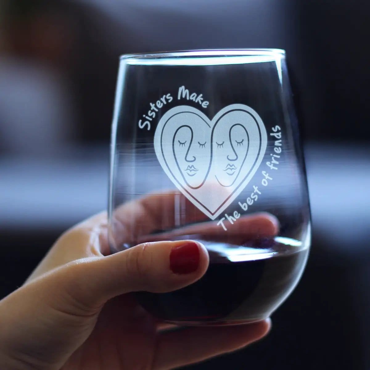 Stemless Wine Glass | 17 Oz | Hand Etched Quote | Single
