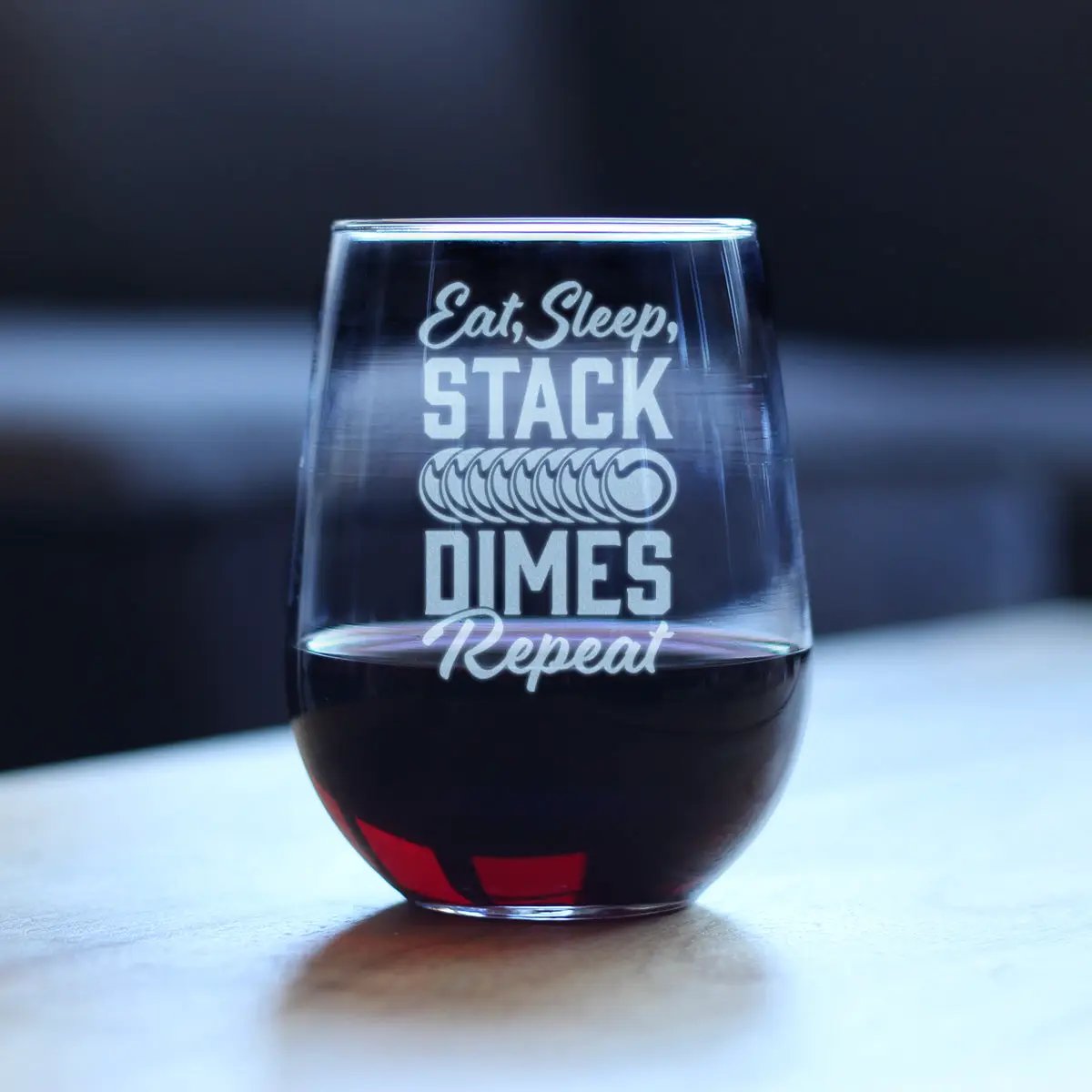 Stemless Wine Glass | 17 Ounce Capacity | Hand Etched Design | Clear