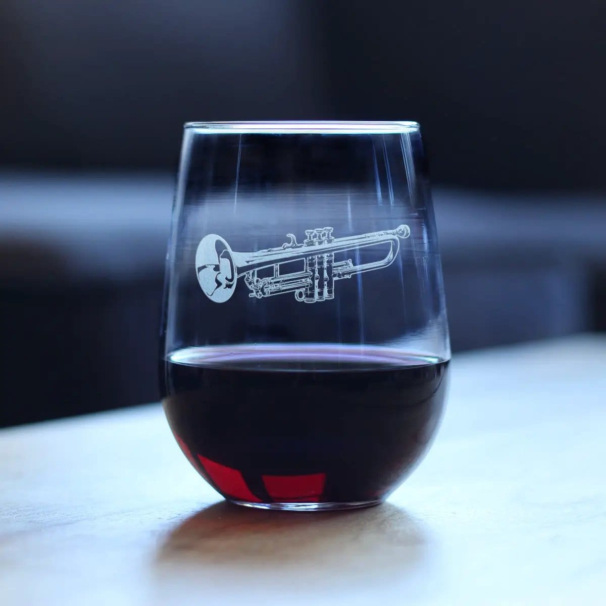 Etched Stemless Wine Glass | 17 oz | Dishwasher Safe | Trumpet