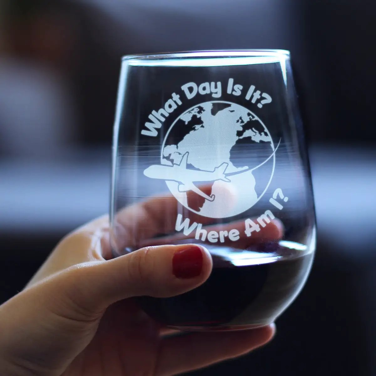 Stemless Wine Glass | 17 Ounce | Hand Etched | Dishwasher Safe