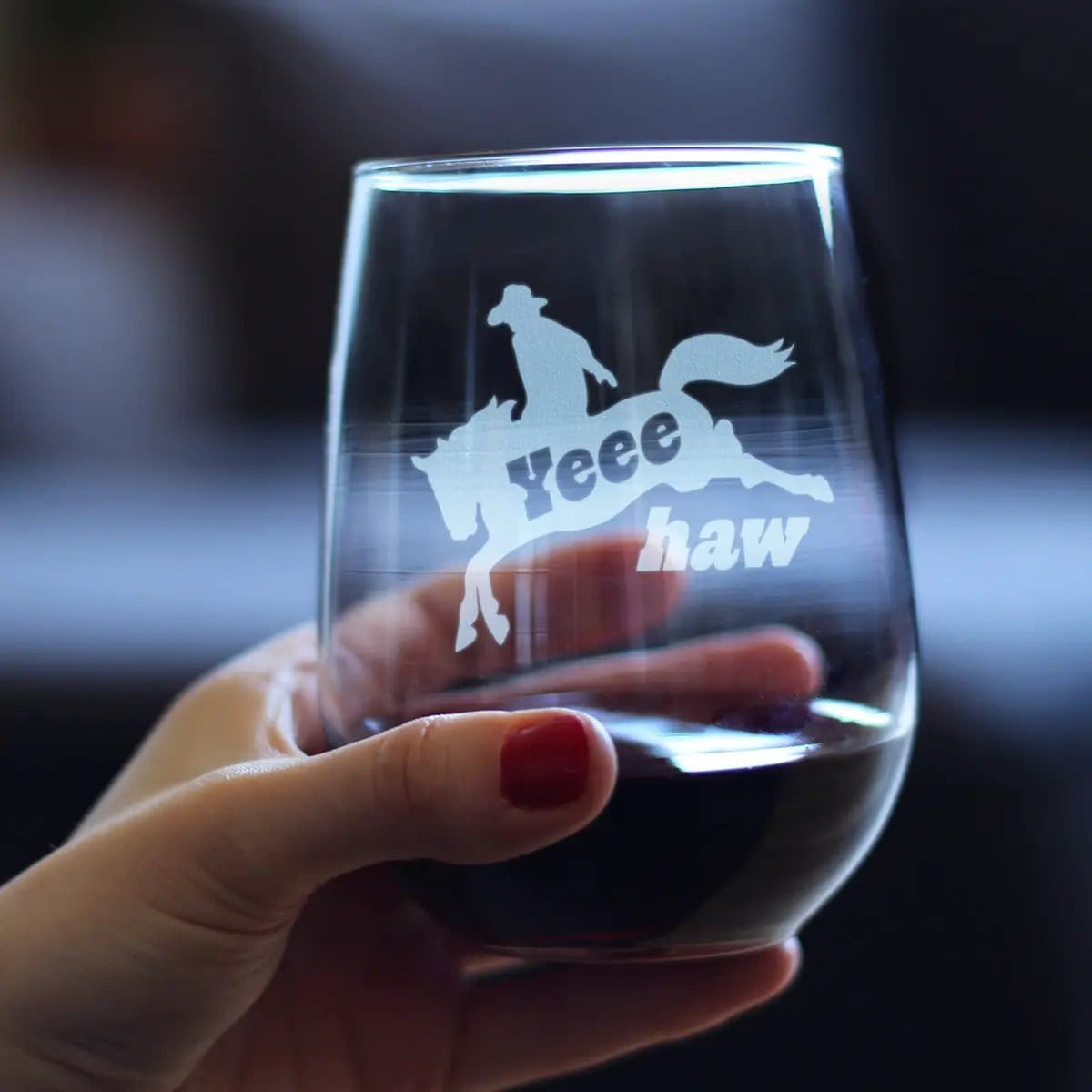 Etched Stemless Wine Glass | 17 oz | Dishwasher Safe | Yeehaw Engraved