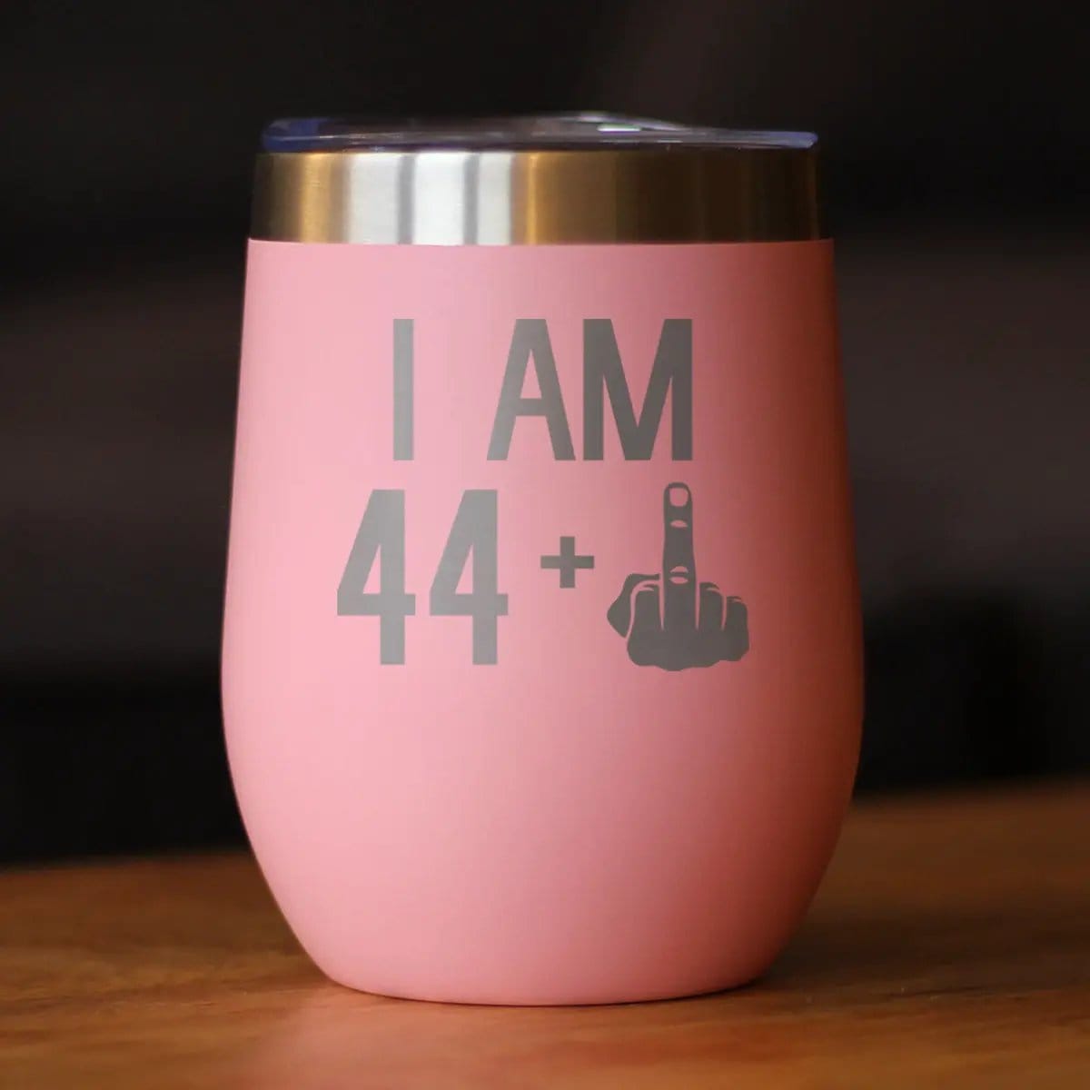 Insulated Stemless Wine Tumbler | 12 oz Stainless Steel | Sliding Lid | 44 + 1 Middle Finger