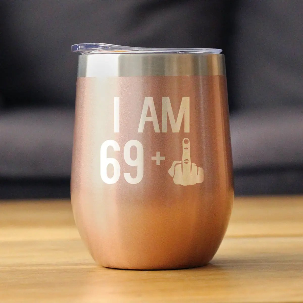 69 + 1 Middle Finger Wine Tumbler | 12 Oz | Double Wall Stainless Steel | Sliding Lid