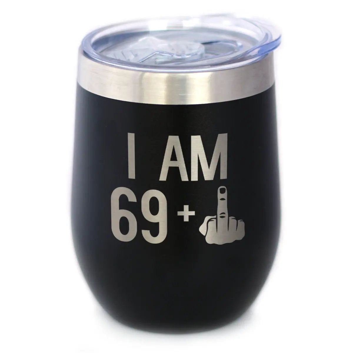 69 + 1 Middle Finger Wine Tumbler | 12 Oz | Double Wall Stainless Steel | Sliding Lid