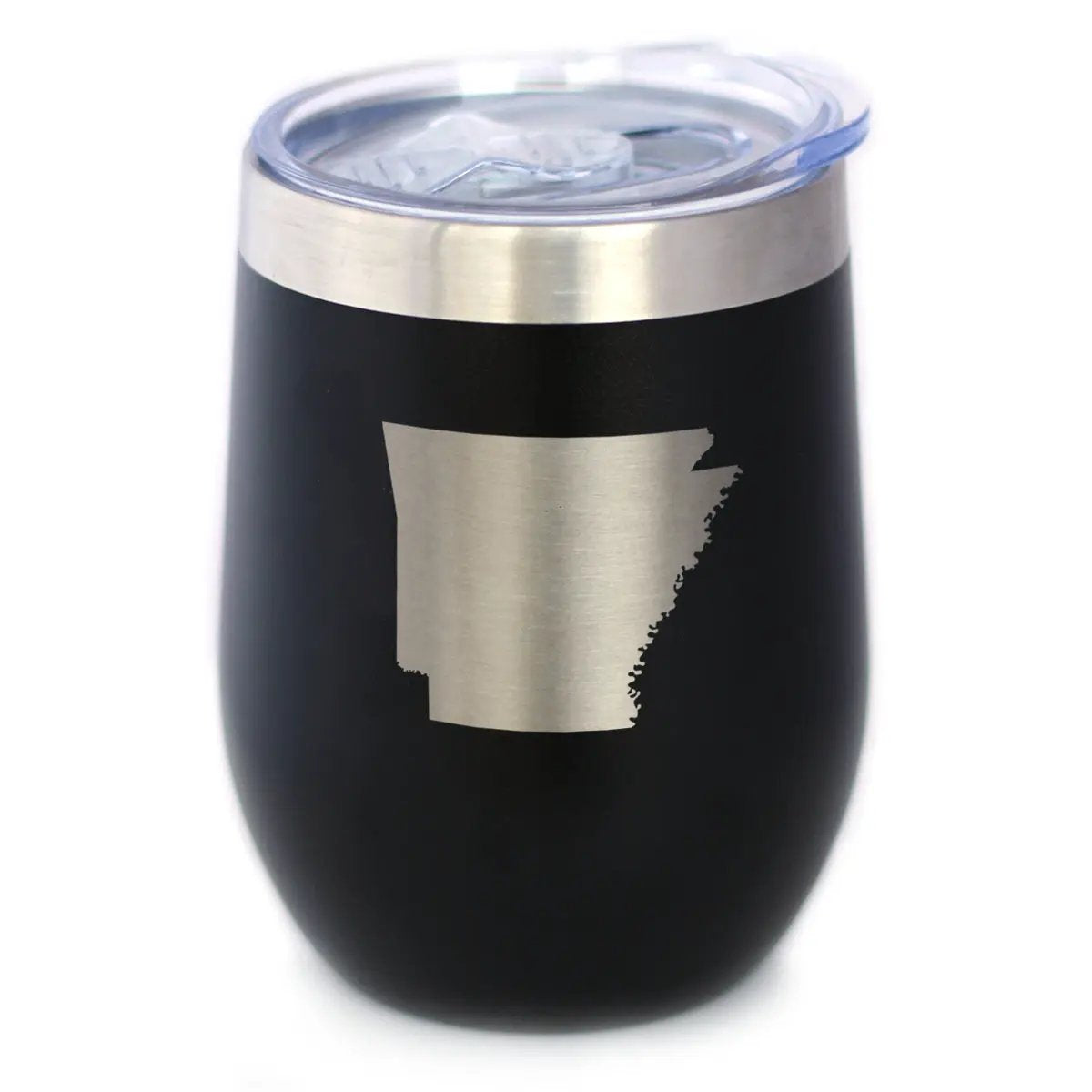 Arkansas State Outline Wine Tumbler | 12 Oz | Double Wall Stainless Steel | Sliding Lid