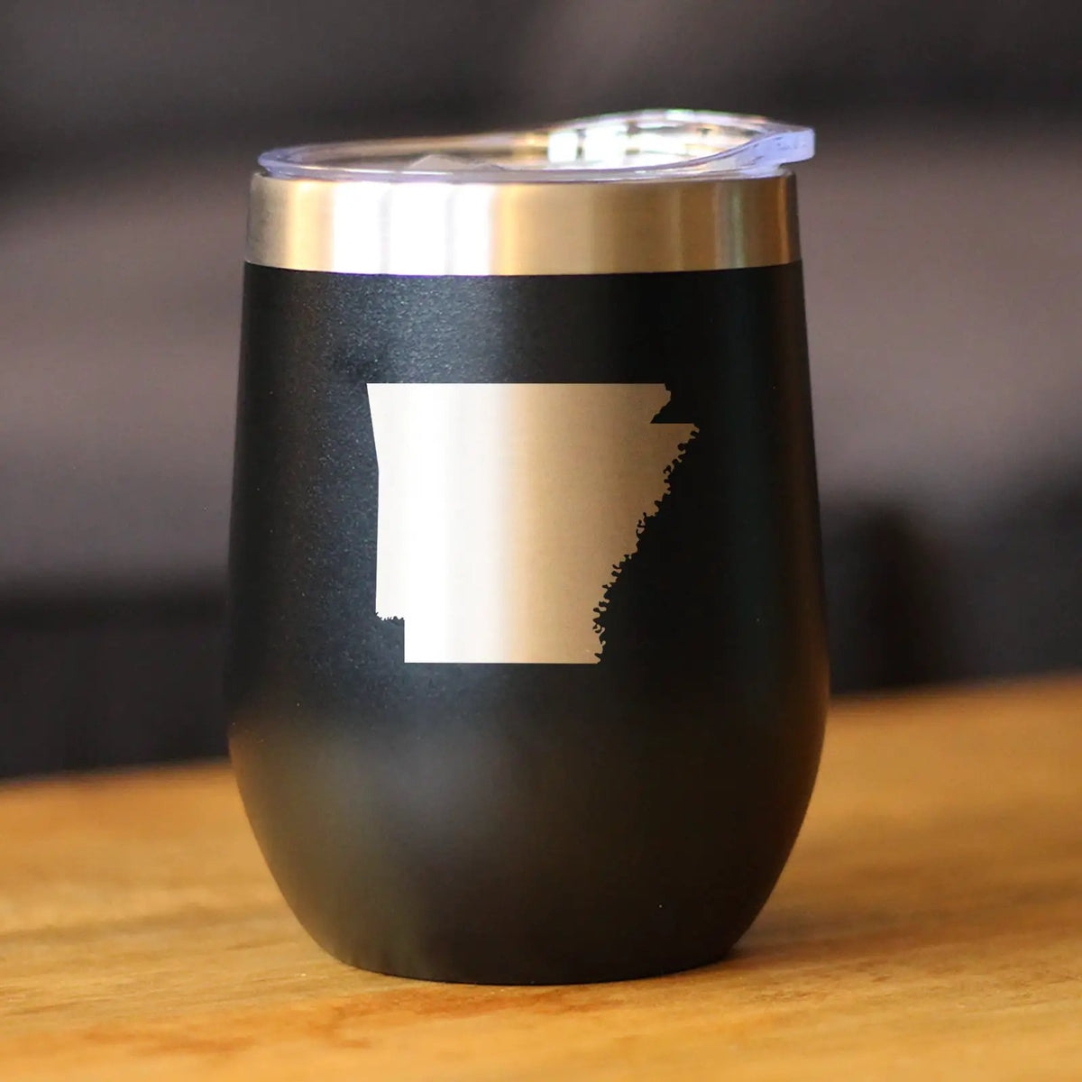 Arkansas State Outline Wine Tumbler | 12 Oz | Double Wall Stainless Steel | Sliding Lid