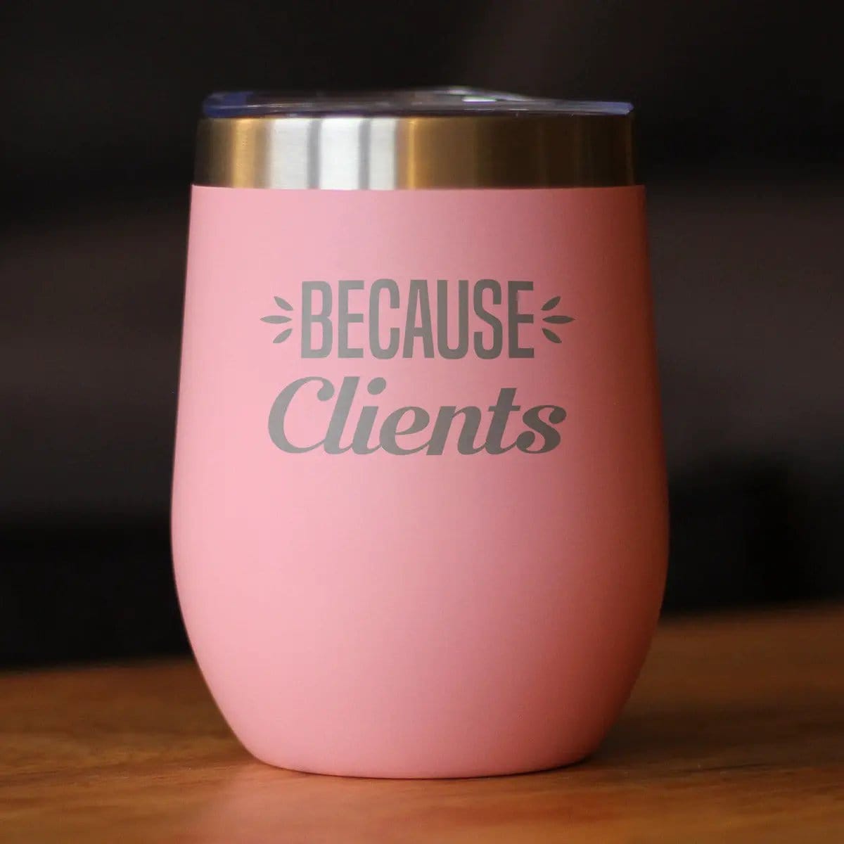 Insulated Stemless Wine Tumbler | 12 oz Stainless Steel | Sliding Lid | Because Clients