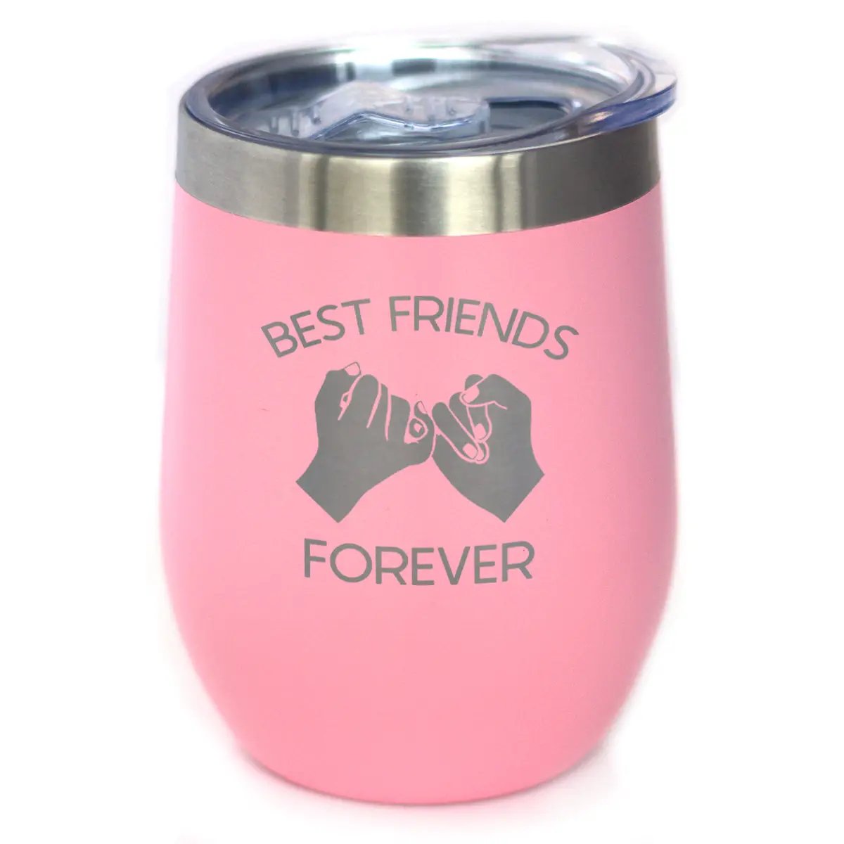 Best Friends Forever Wine Tumbler | 12 Oz Double Wall Stainless Steel | Sliding Lid | Pinky Promise
